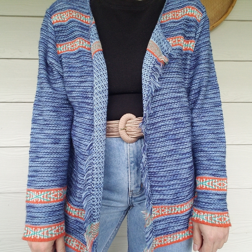 Womens Boho Hippie Artsy Cardigan Open Front Sz XL USA Made